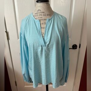 Worthington Sky Blue Blouse with Bell Sleeves